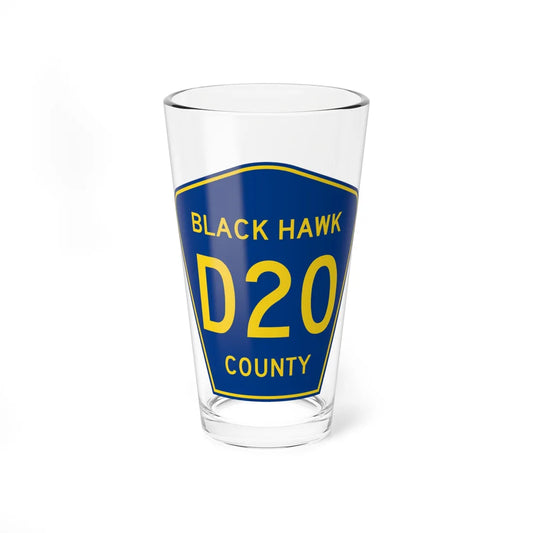 Black Hawk County Route D20 IA (Iowa) (Road Sign) Pint Glass 16oz 16oz - Go Mug Yourself