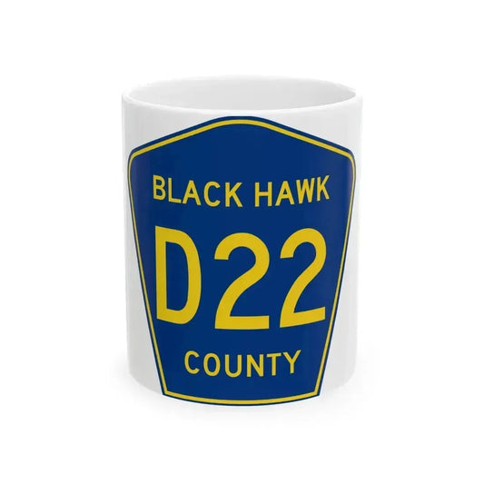 Black Hawk County Route D22 IA (Iowa) (Road Sign) White Coffee Mug 11oz - Go Mug Yourself