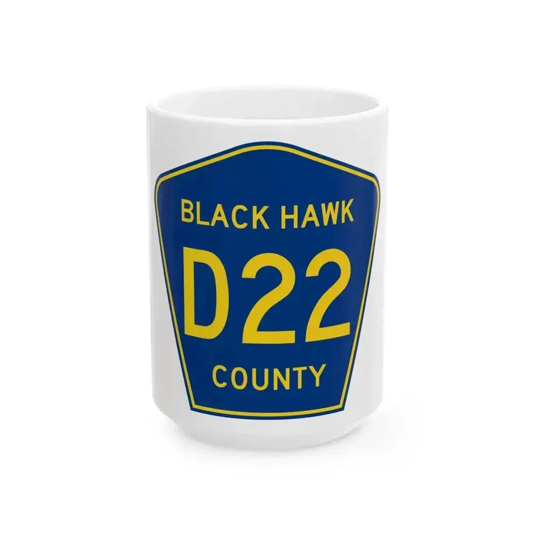 Black Hawk County Route D22 IA (Iowa) (Road Sign) White Coffee Mug 15oz - Go Mug Yourself