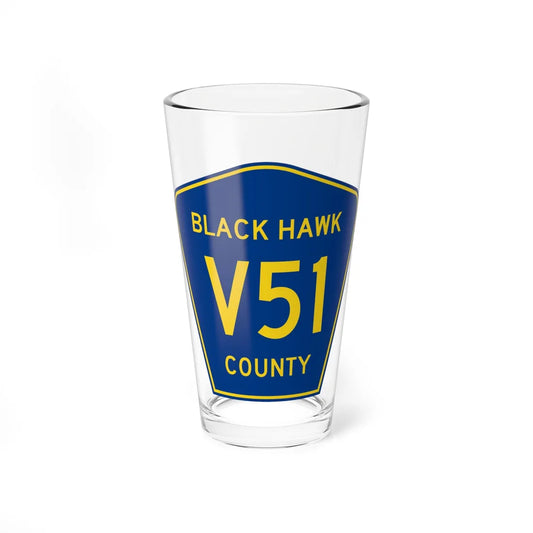 Black Hawk County Route V51 IA (Iowa) (Road Sign) Pint Glass 16oz 16oz - Go Mug Yourself