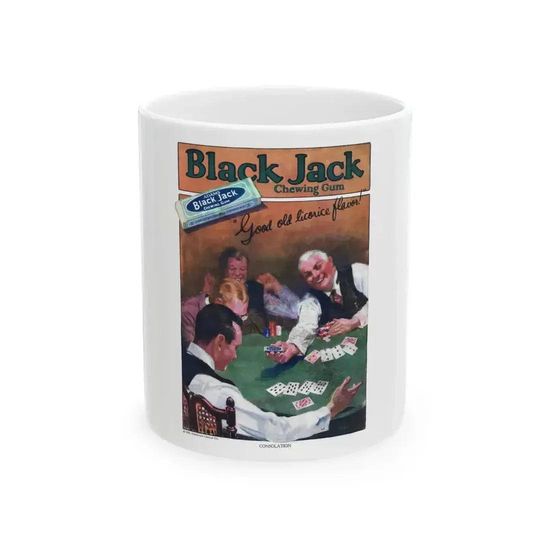 Black Jack ad, Adventure Magazine backcover, May 20, 1923 - White Coffee Mug 11oz - Go Mug Yourself