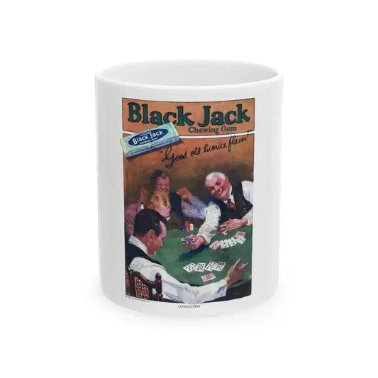 Black Jack ad, Adventure Magazine backcover, May 20, 1923 - White Coffee Mug 11oz - Go Mug Yourself