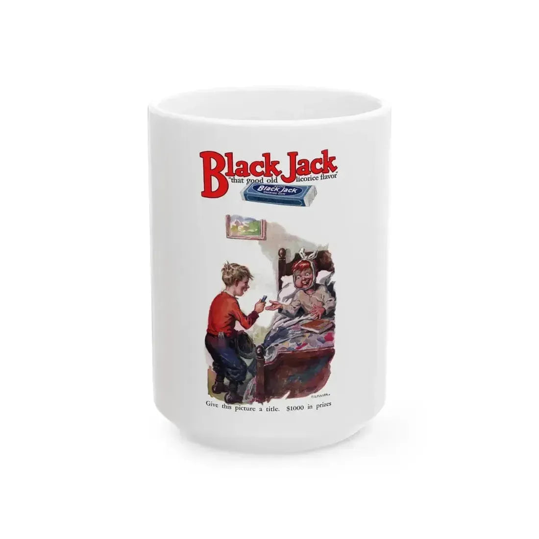 Black Jack ad, Adventure, October 1, 1927 - White Coffee Mug 15oz - Go Mug Yourself