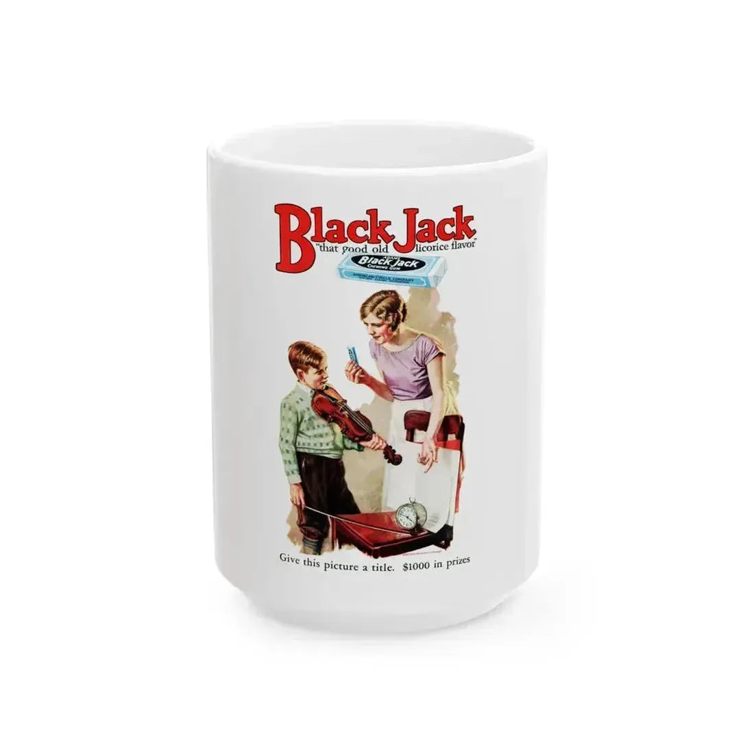 Black Jack ad, True Detective Mysteries, July 1927 - White Coffee Mug 15oz - Go Mug Yourself