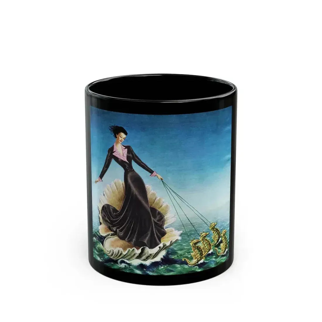 Black Pearl in a Pink Setting, Textron advertisement, 1953 - Black Coffee Mug 11oz - Go Mug Yourself
