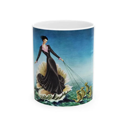 Black Pearl in a Pink Setting, Textron advertisement, 1953 - White Coffee Mug 11oz - Go Mug Yourself