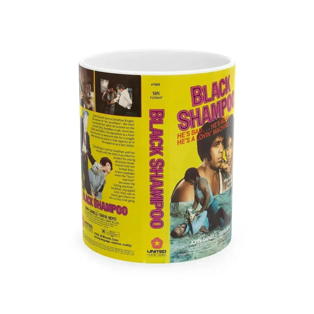BLACK SHAMPOO UNITED HOME VIDEO (VHS COVER) - White Coffee Mug 11oz - Go Mug Yourself