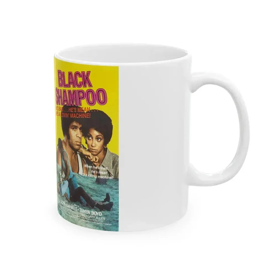 BLACK SHAMPOO UNITED HOME VIDEO (VHS COVER) - White Coffee Mug - Go Mug Yourself