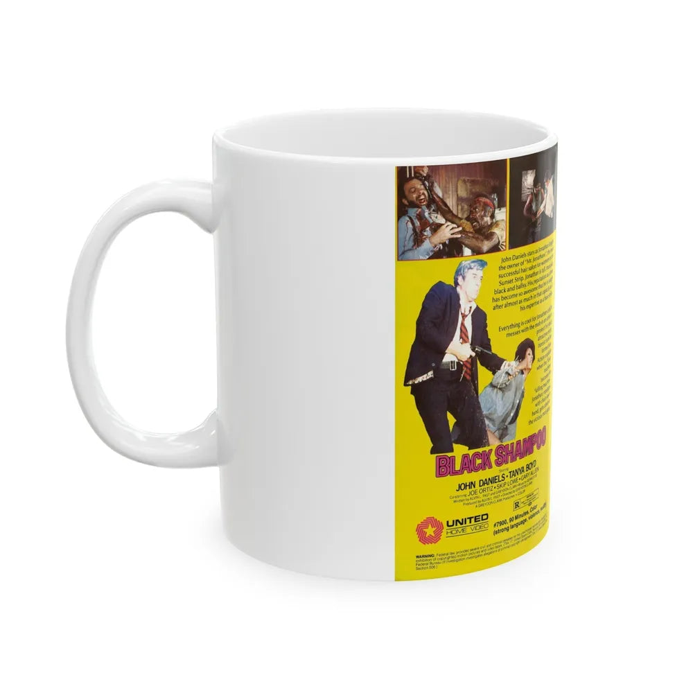 BLACK SHAMPOO UNITED HOME VIDEO (VHS COVER) - White Coffee Mug-Go Mug Yourself