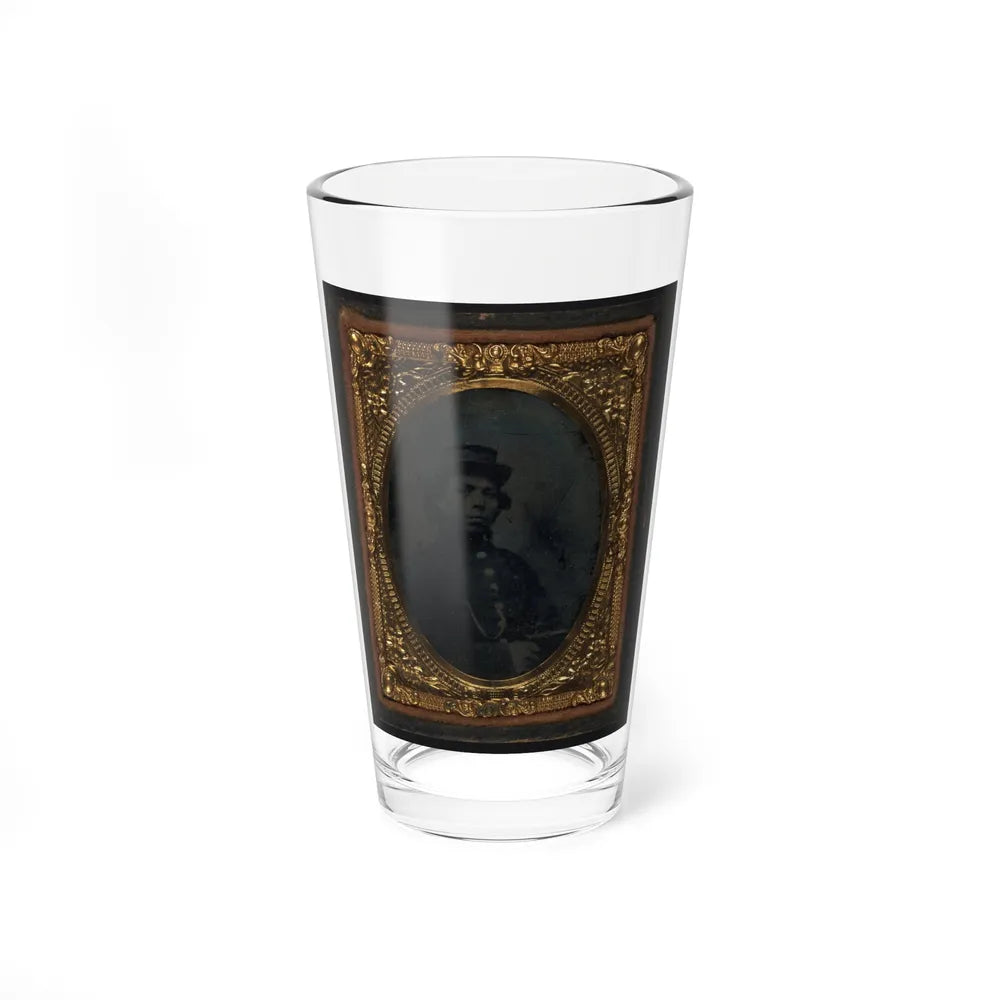 Black Soldier Seated With Pistol In Hand, Watch Chain In Pocket (U.S. Civil War) Pint Glass 16oz-16oz-Go Mug Yourself