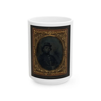 Black Soldier Seated With Pistol In Hand, Watch Chain In Pocket (U.S. Civil War) White Coffee Mug-15oz-Go Mug Yourself