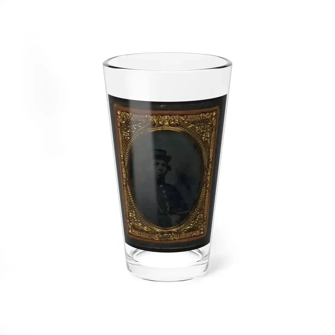 Black Soldier Seated With Pistol In Hand, Watch Chain In Pocket (U.S. Civil War) Pint Glass 16oz 16oz - Go Mug Yourself