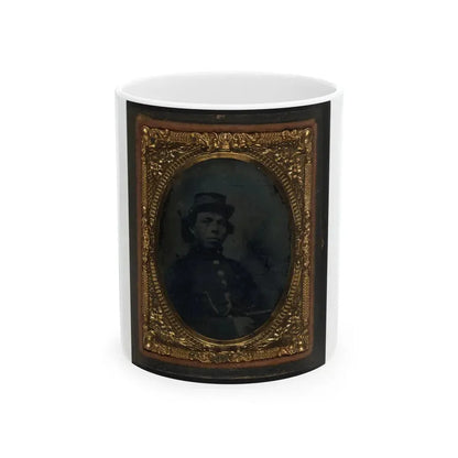 Black Soldier Seated With Pistol In Hand, Watch Chain In Pocket (U.S. Civil War) White Coffee Mug 11oz - Go Mug Yourself
