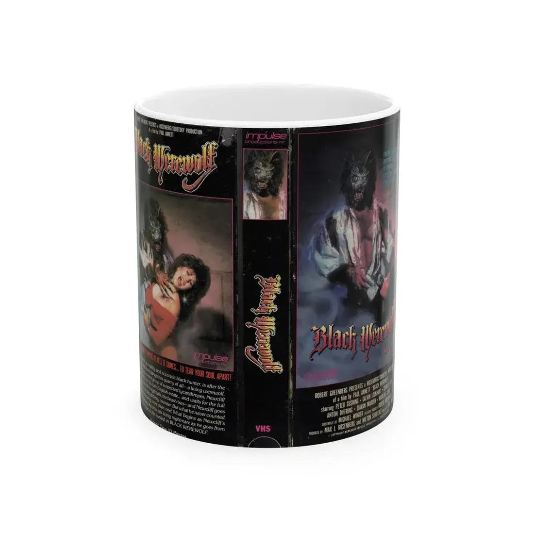 BLACK WEREWOLF (VHS COVER) - White Coffee Mug 11oz - Go Mug Yourself