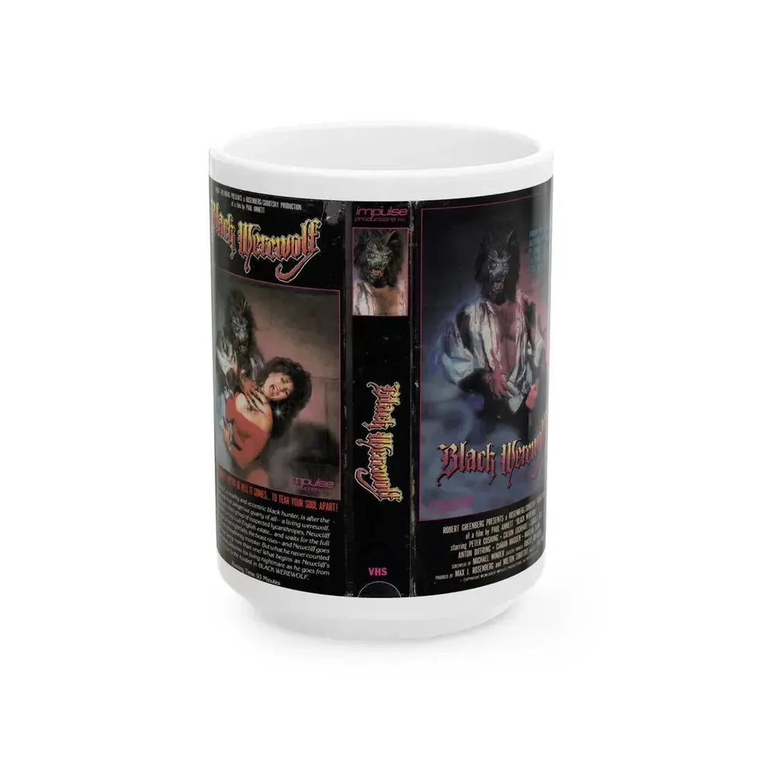BLACK WEREWOLF (VHS COVER) - White Coffee Mug 15oz - Go Mug Yourself