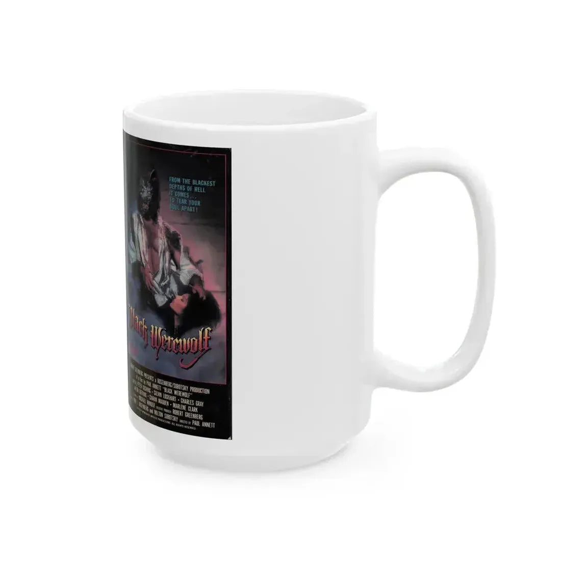 BLACK WEREWOLF (VHS COVER) - White Coffee Mug - Go Mug Yourself