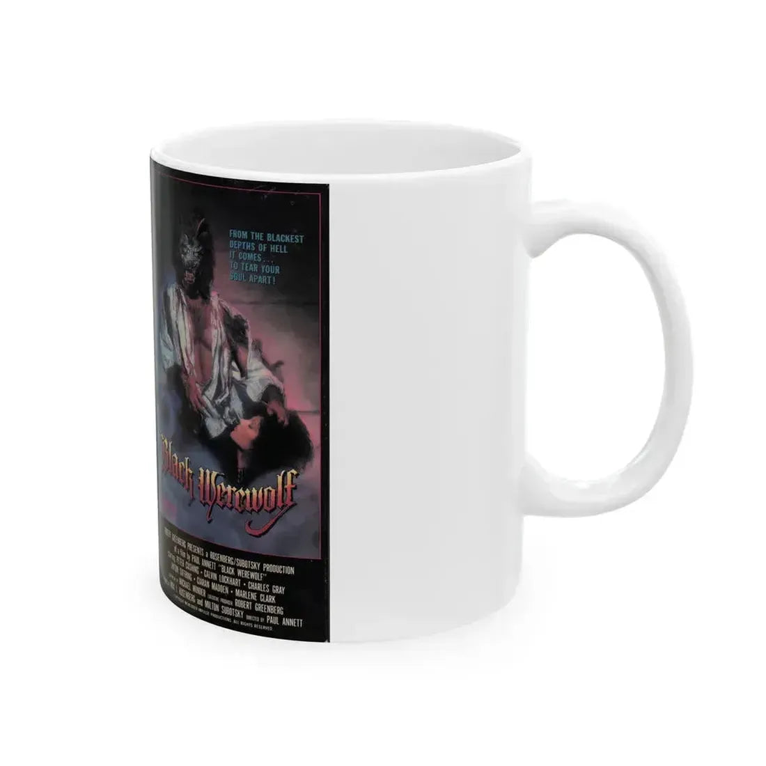 BLACK WEREWOLF (VHS COVER) - White Coffee Mug - Go Mug Yourself