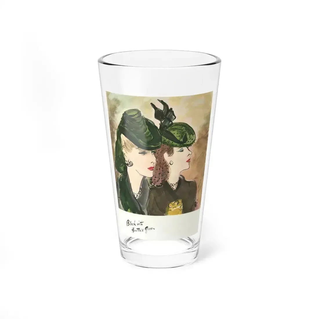 Black with Hunter's Green, 1941 (Magazine Illustration) Pint Glass 16oz 16oz - Go Mug Yourself