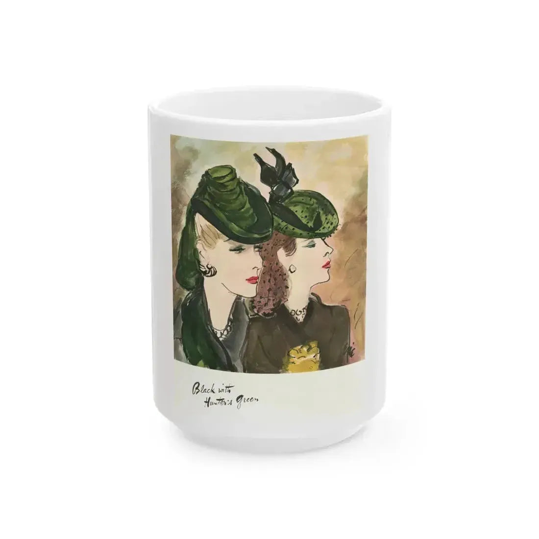 Black with Hunter's Green, 1941 - White Coffee Mug 15oz - Go Mug Yourself