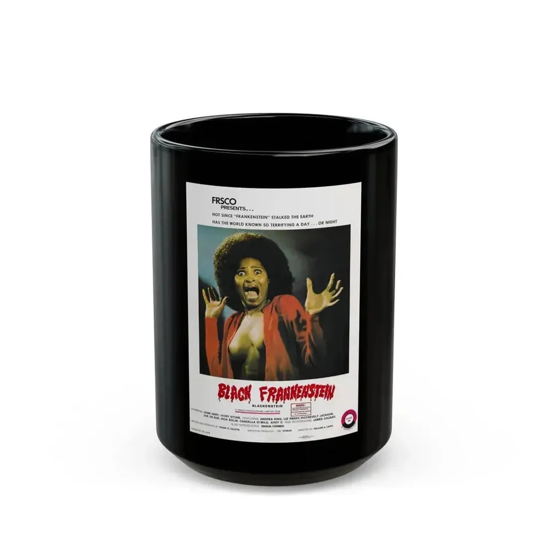 BLACKENSTEIN (BLACK FRANKENSTEIN) 1973 Movie Poster - Black Coffee Mug 15oz - Go Mug Yourself