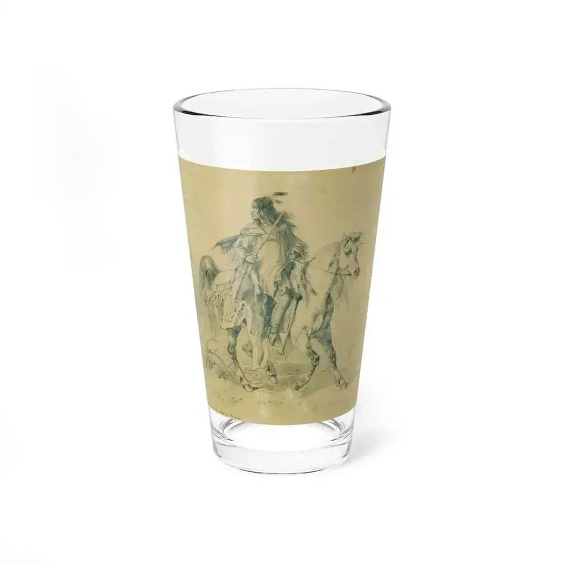Blackfeet warrior on horseback (Native Americans in Art) Pint Glass 16oz 16oz - Go Mug Yourself