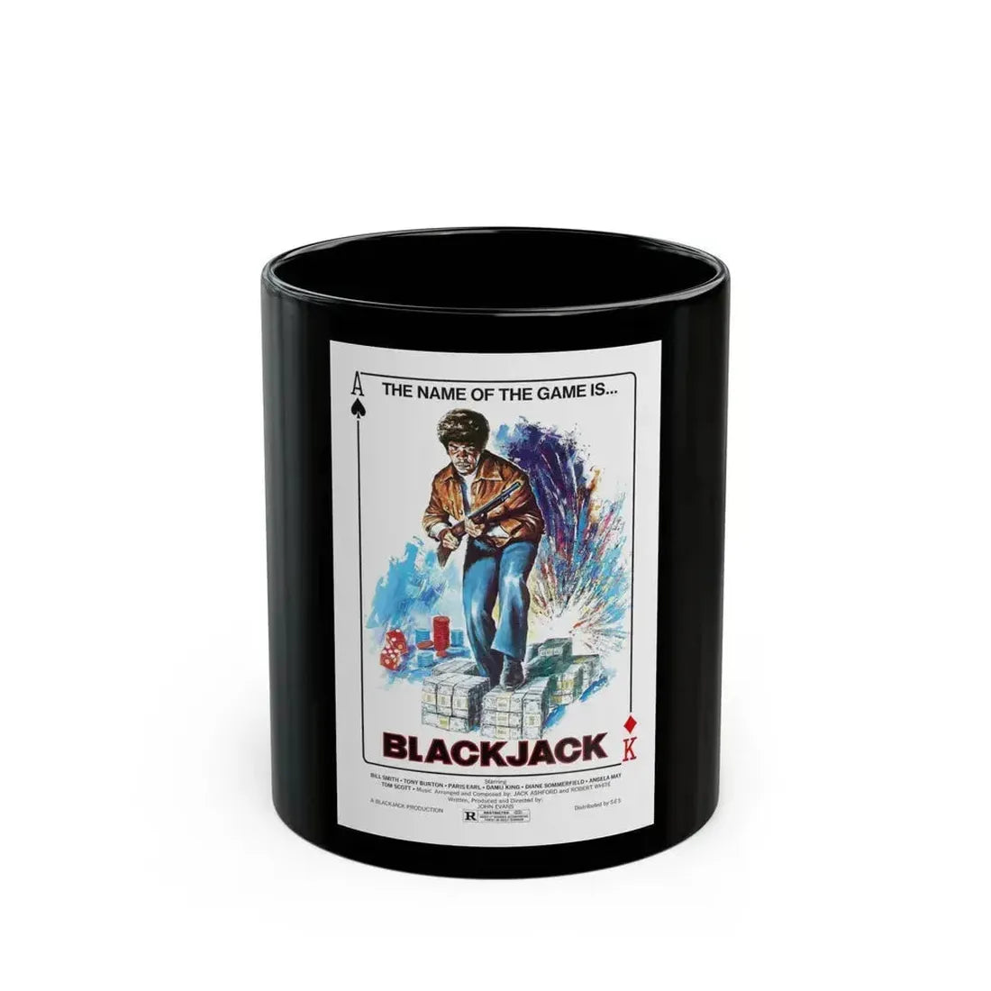 BLACKJACK 1978 Movie Poster - Black Coffee Mug 11oz - Go Mug Yourself