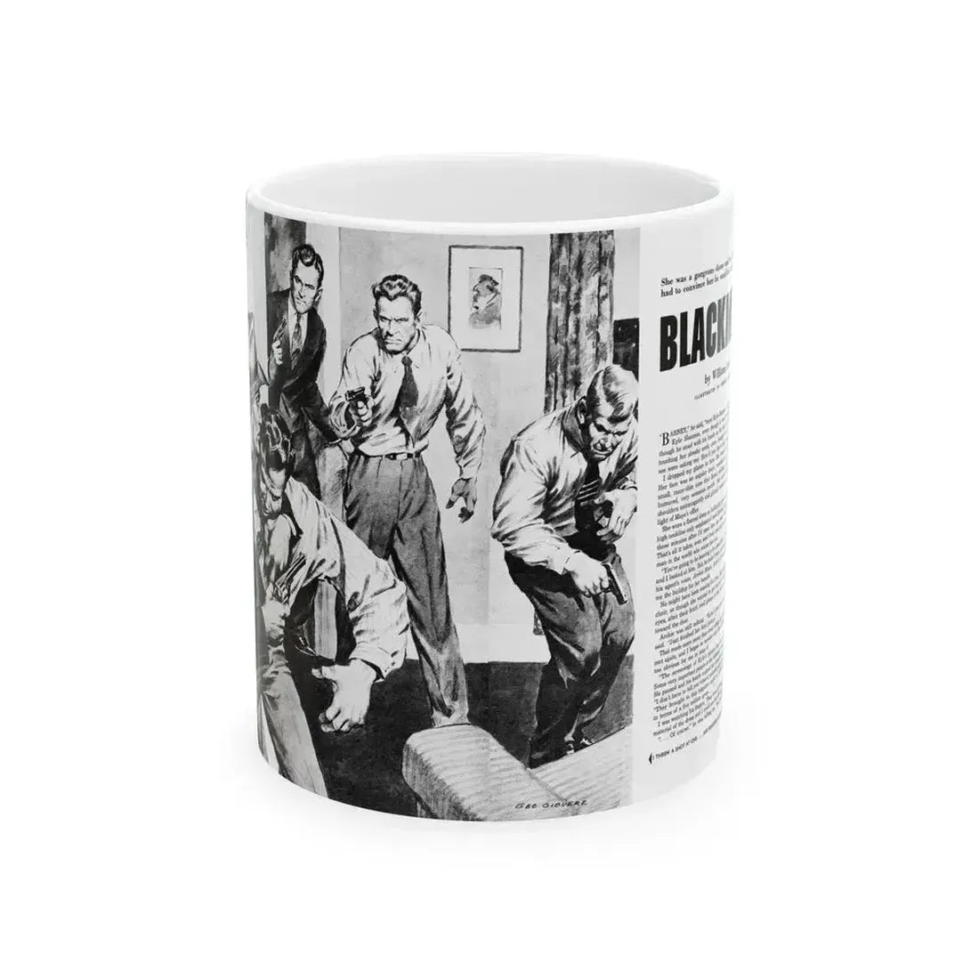 Blackmall (1), Real magazine, January 1953 - White Coffee Mug 11oz - Go Mug Yourself