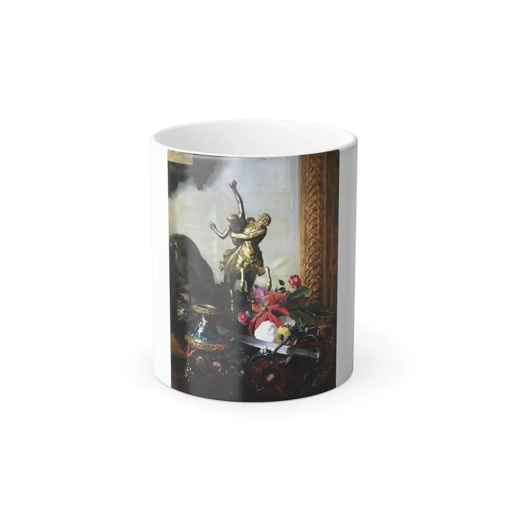 Blaise Alexandre Desgoffe (1830-1901) Still Life with a Bronze Statue - 1869 - Color Changing Mug 11oz-11oz-Go Mug Yourself