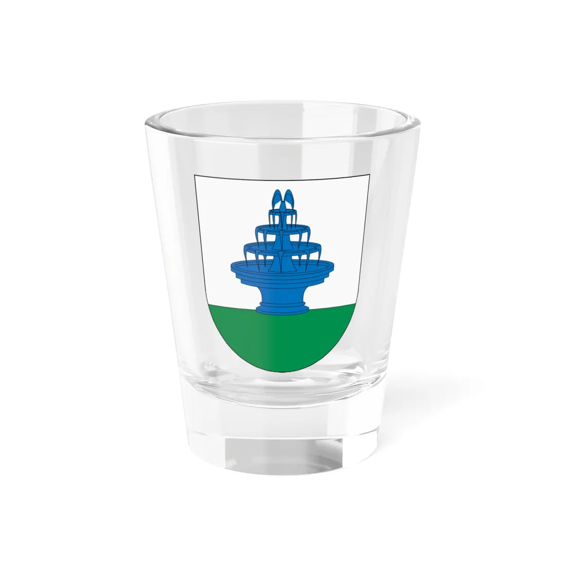 Blasón familia Ýñigo con fuente (Spain) (Coat of Arms) Shot Glass 1.5oz 1.5oz - Go Mug Yourself