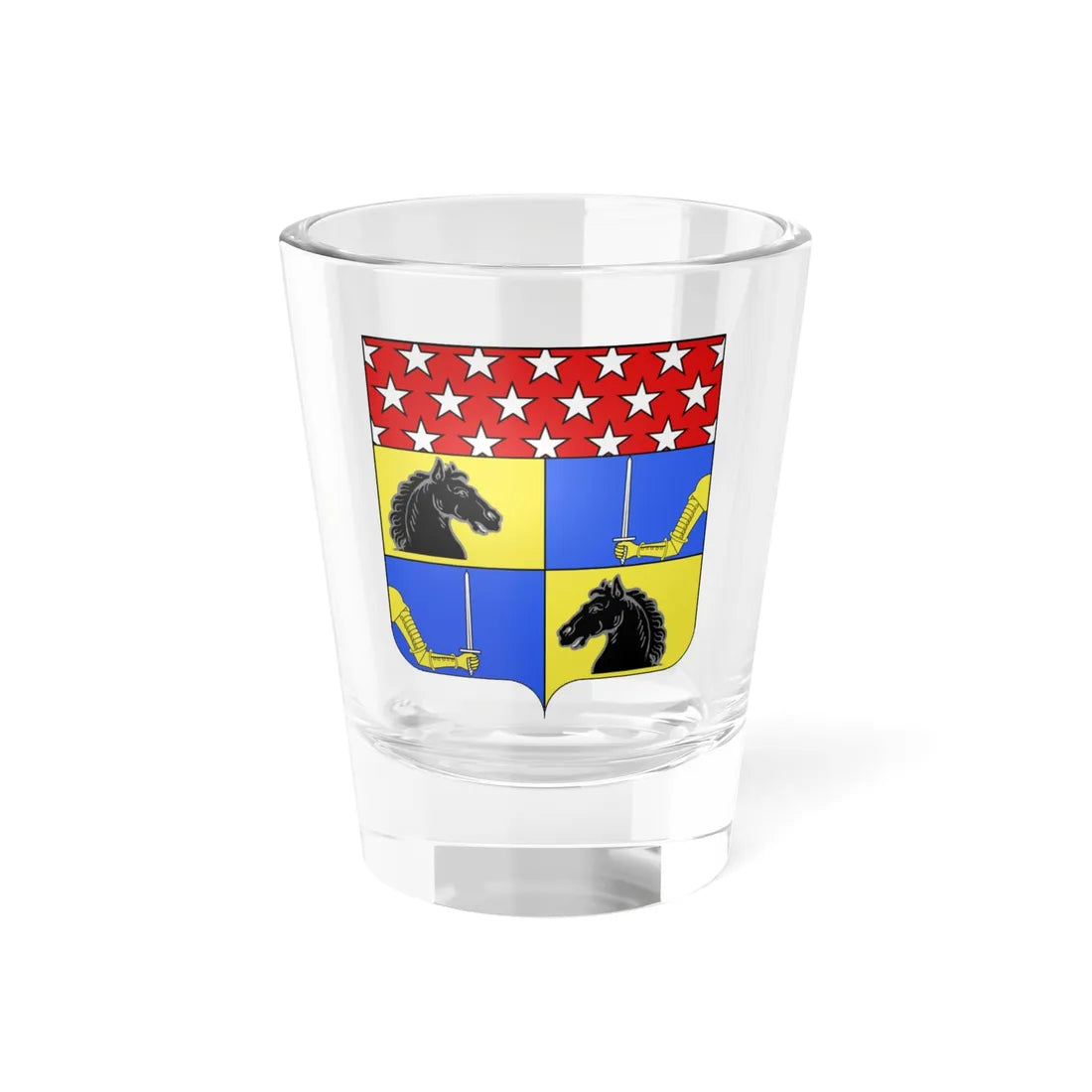 Blason Adolphe Édouard Casimir Joseph Mortier 1768-1835 duc de Trevise (France) (Coat of Arms) Shot Glass 1.5oz 1.5oz - Go Mug Yourself