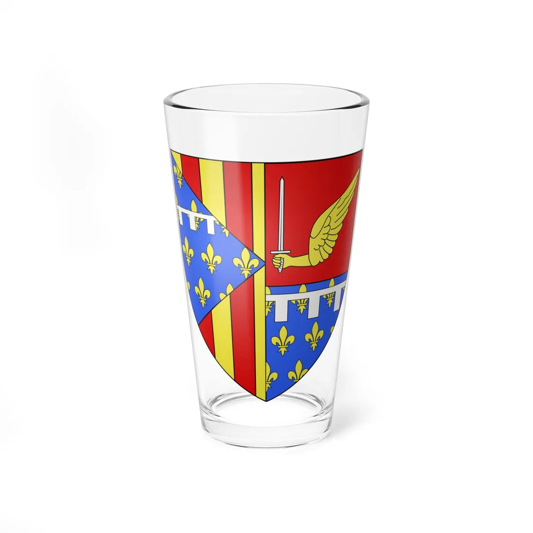 Blason Alphonse dAragon Marquis de Vilena selon Gelre (Spain) (Coat of Arms) Pint Glass 16oz - Go Mug Yourself