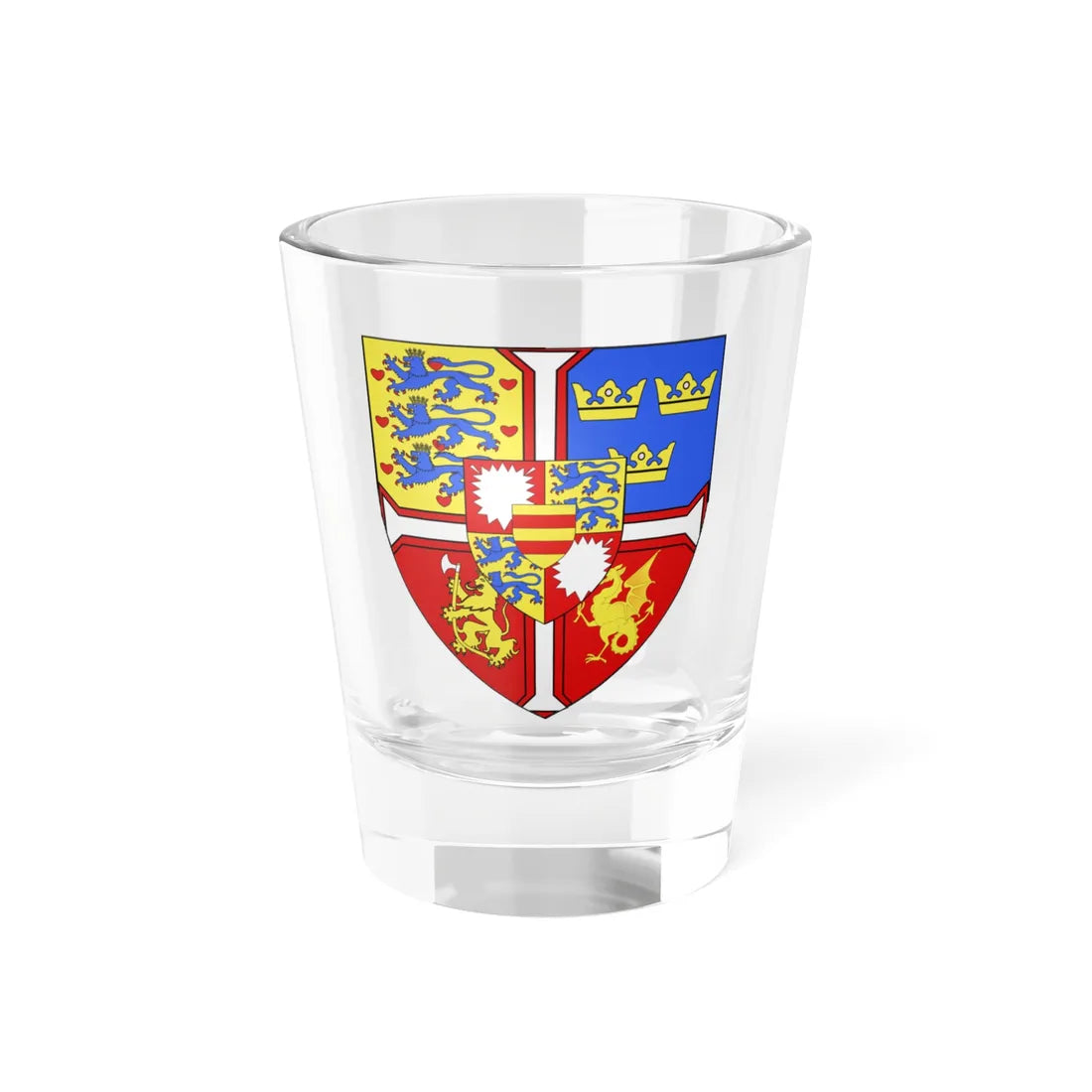 Blason Christian Ier de Oldenbourg 1425-1481 Roi de Suède de Danemark et de Norvège (Denmark) (Coat of Arms) Shot Glass 1.5oz 1.5oz - Go Mug Yourself
