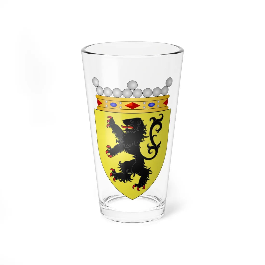 Blason Comté Flandres2 (Belgium) (Coat of Arms) Pint Glass 16oz 16oz - Go Mug Yourself