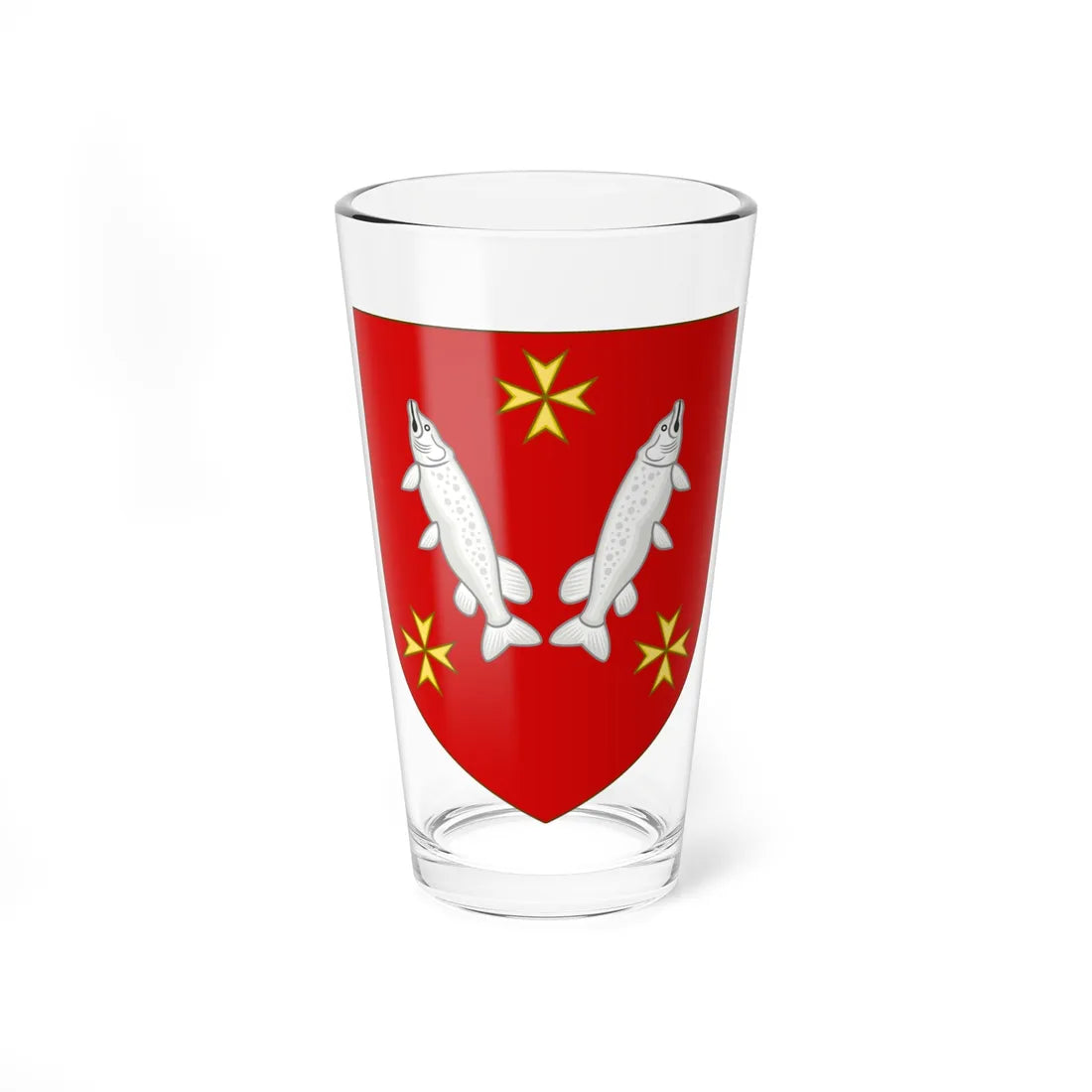 Blason de la famille de Leusse (France) (Coat of Arms) Pint Glass 16oz 16oz - Go Mug Yourself
