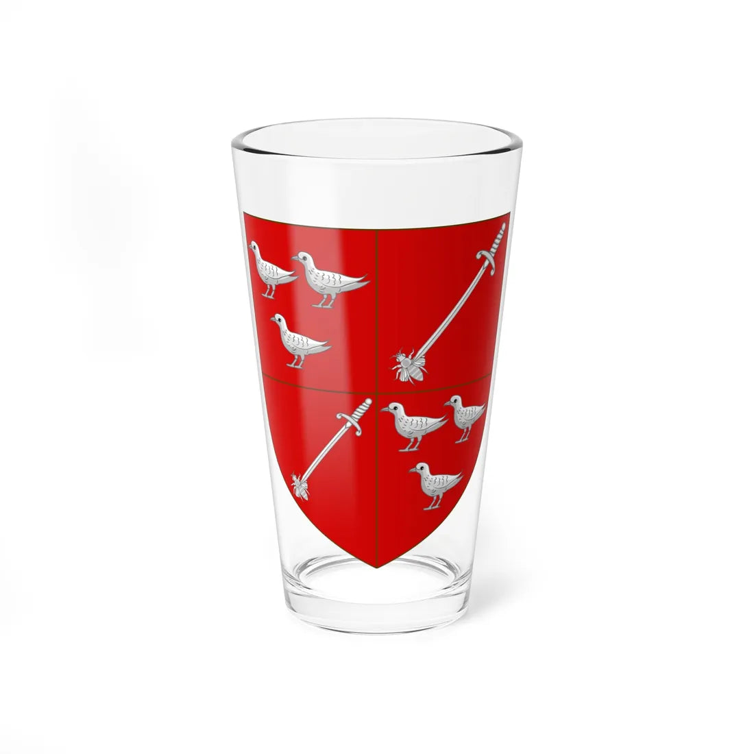 Blason de la famille de Saisy de Kerampuil (France) (Coat of Arms) Pint Glass 16oz 16oz - Go Mug Yourself