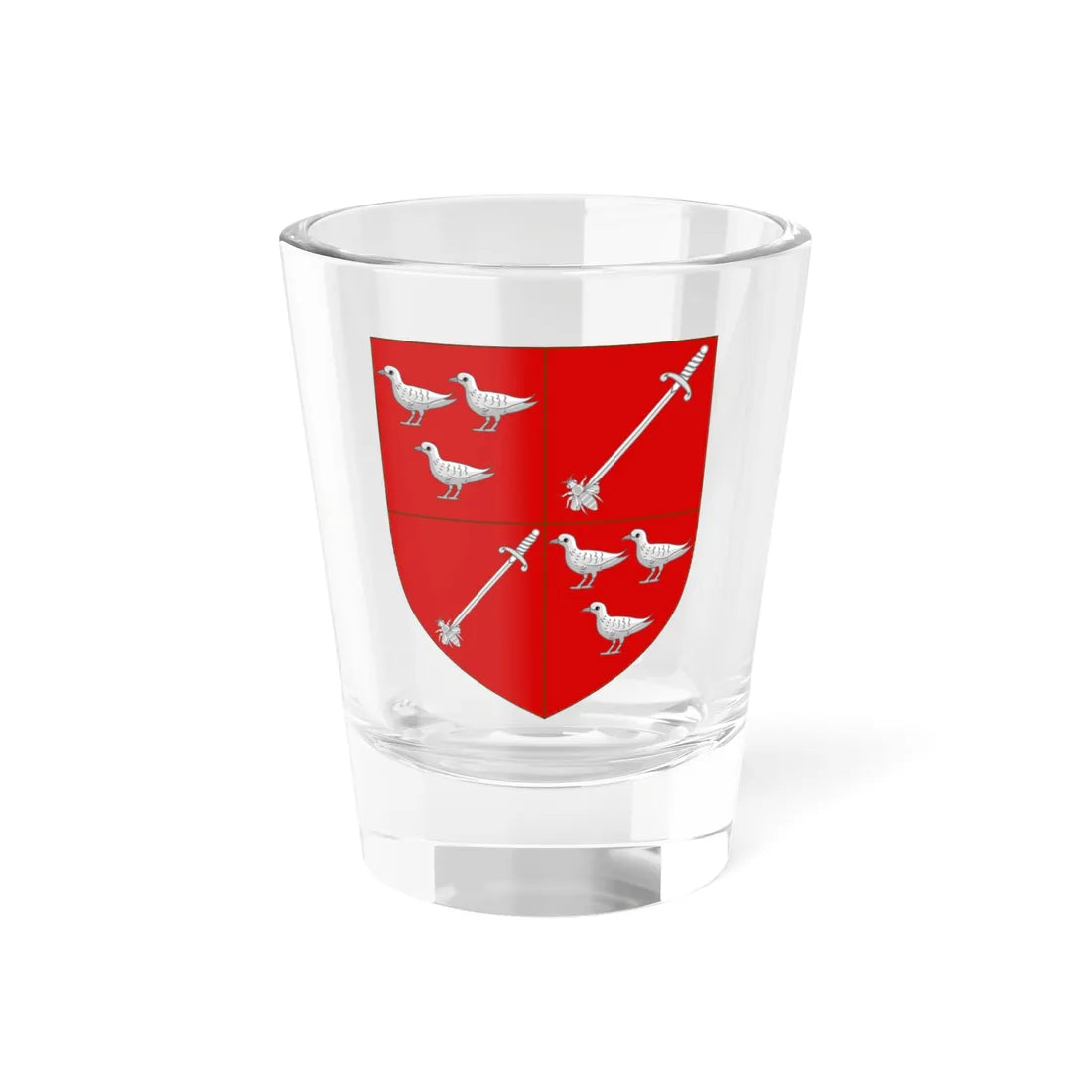 Blason de la famille de Saisy de Kerampuil (France) (Coat of Arms) Shot Glass 1.5oz 1.5oz - Go Mug Yourself
