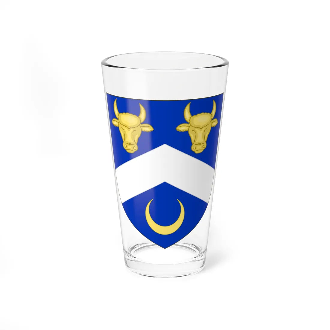 Blason de la famille Frain de La Villegontier (France) (Coat of Arms) Pint Glass 16oz 16oz - Go Mug Yourself