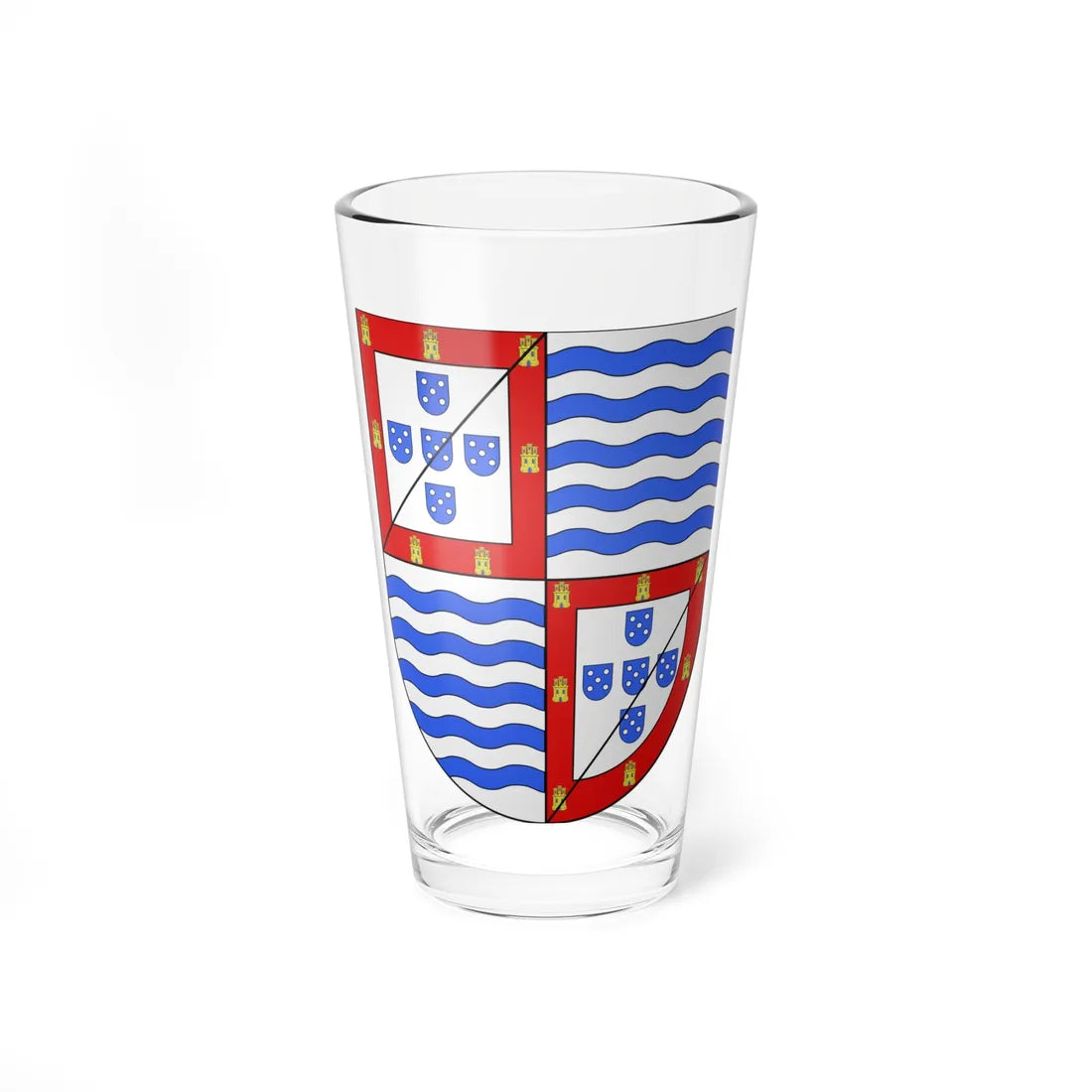 Blason de la famille Lencastre e Távora (Portugal) (Coat of Arms) Pint Glass 16oz 16oz - Go Mug Yourself
