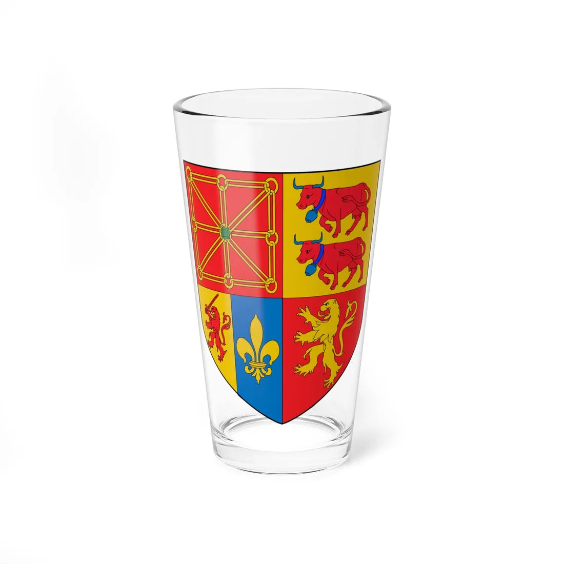 Blason département des Pyrénées-Atlantiques (Spain) (Coat of Arms) Pint Glass 16oz 16oz - Go Mug Yourself