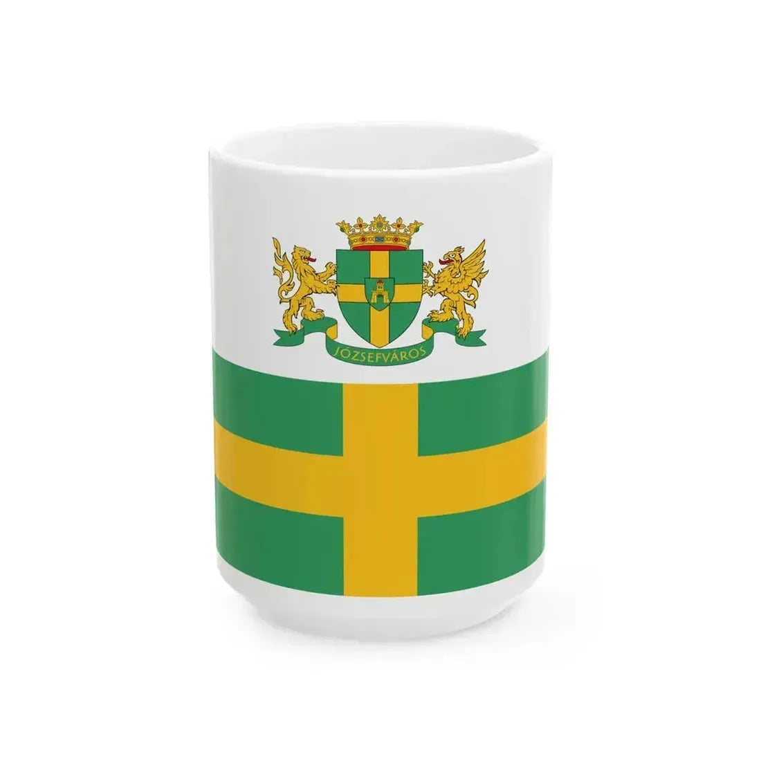 Blason-drapeau jozsefvaros (Hungary) White Coffee Mug 15oz - Go Mug Yourself