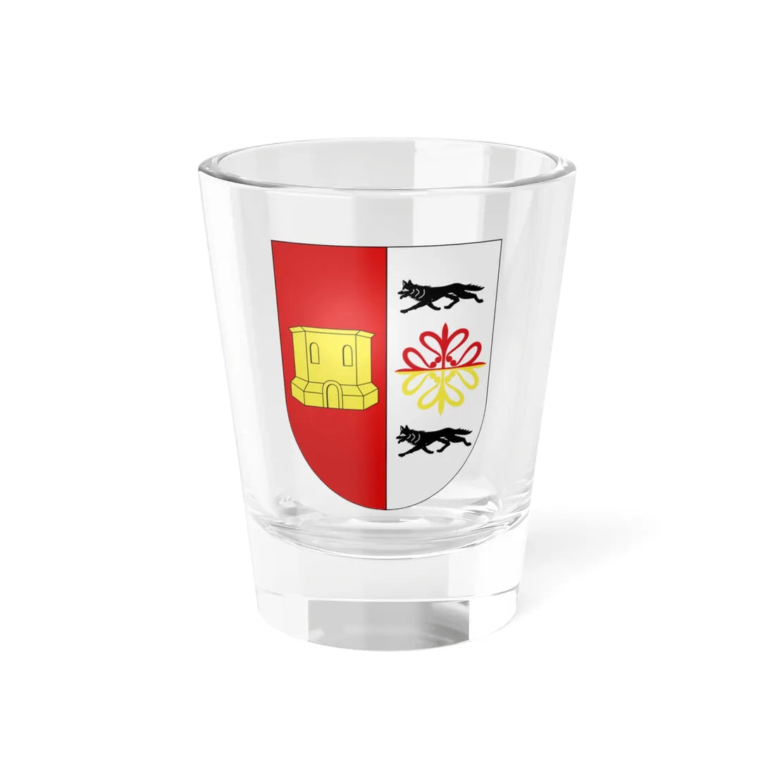 Blason Es famille Abulia Navarre (Spain) (Coat of Arms) Shot Glass 1.5oz 1.5oz - Go Mug Yourself