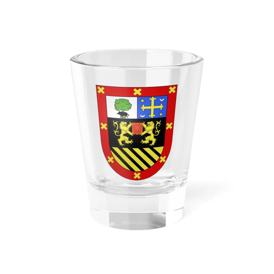 Blason Es famille Adan-de-Yarza Biscaye (Spain) (Coat of Arms) Shot Glass 1.5oz 1.5oz - Go Mug Yourself