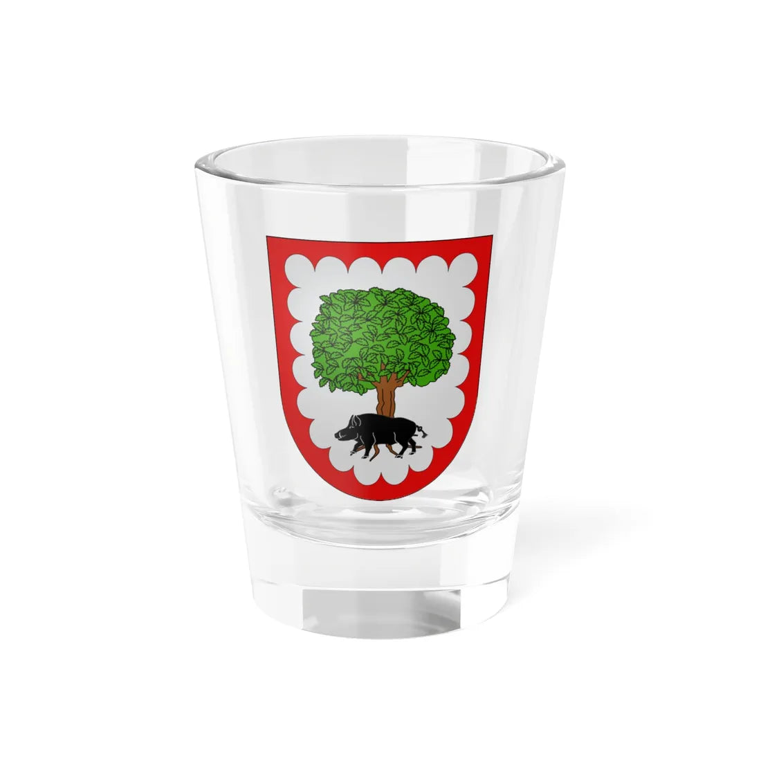 Blason Es famille Aezcoa vallée dAezcoa (Spain) (Coat of Arms) Shot Glass 1.5oz 1.5oz - Go Mug Yourself