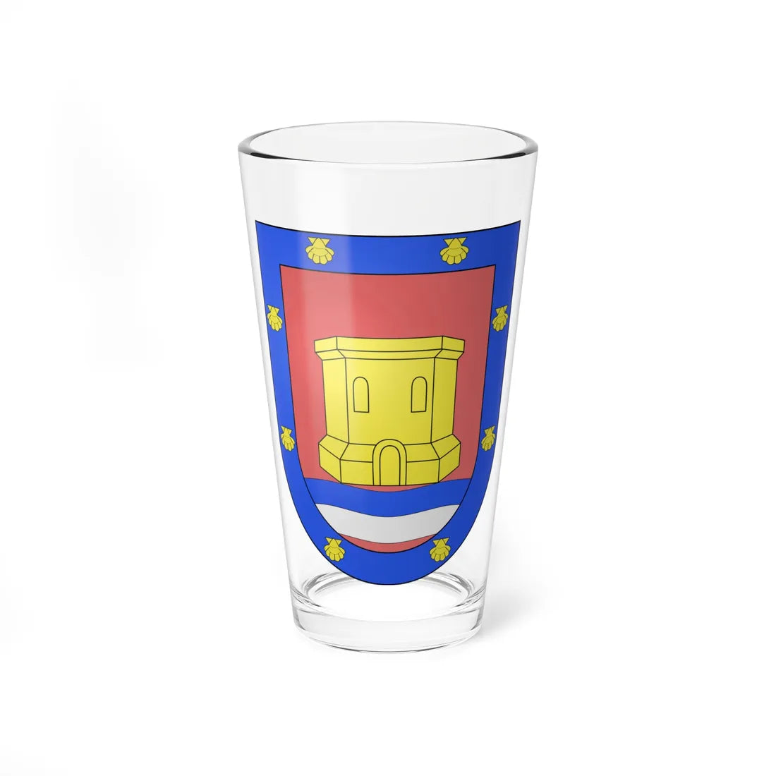 Blason Es famille Aguirre-Recalde Bergara (Spain) (Coat of Arms) Pint Glass 16oz 16oz - Go Mug Yourself