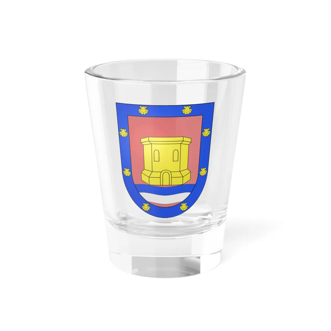 Blason Es famille Aguirre-Recalde Bergara (Spain) (Coat of Arms) Shot Glass 1.5oz 1.5oz - Go Mug Yourself