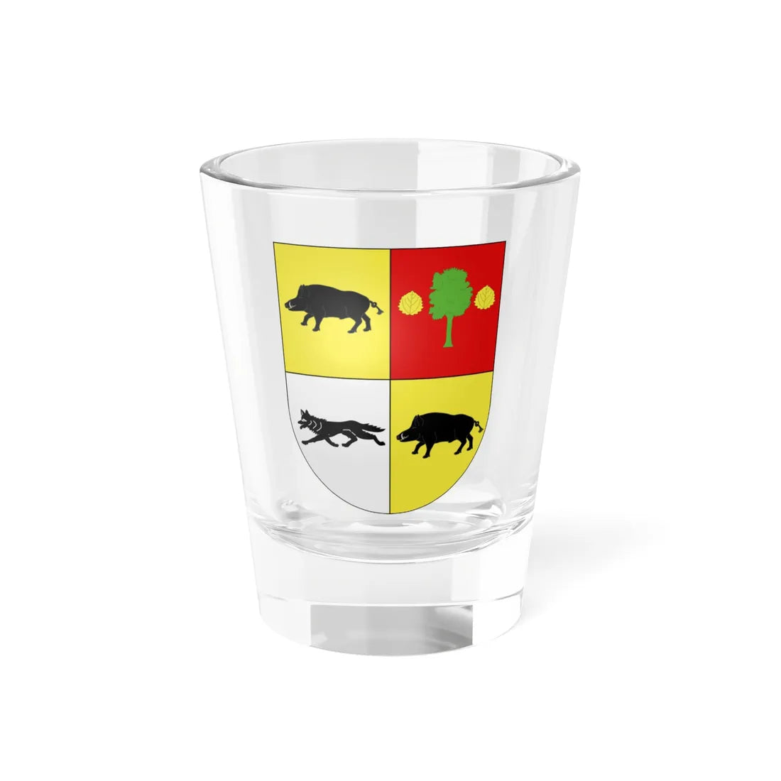 Blason Es famille Akutain Irun (Spain) (Coat of Arms) Shot Glass 1.5oz 1.5oz - Go Mug Yourself