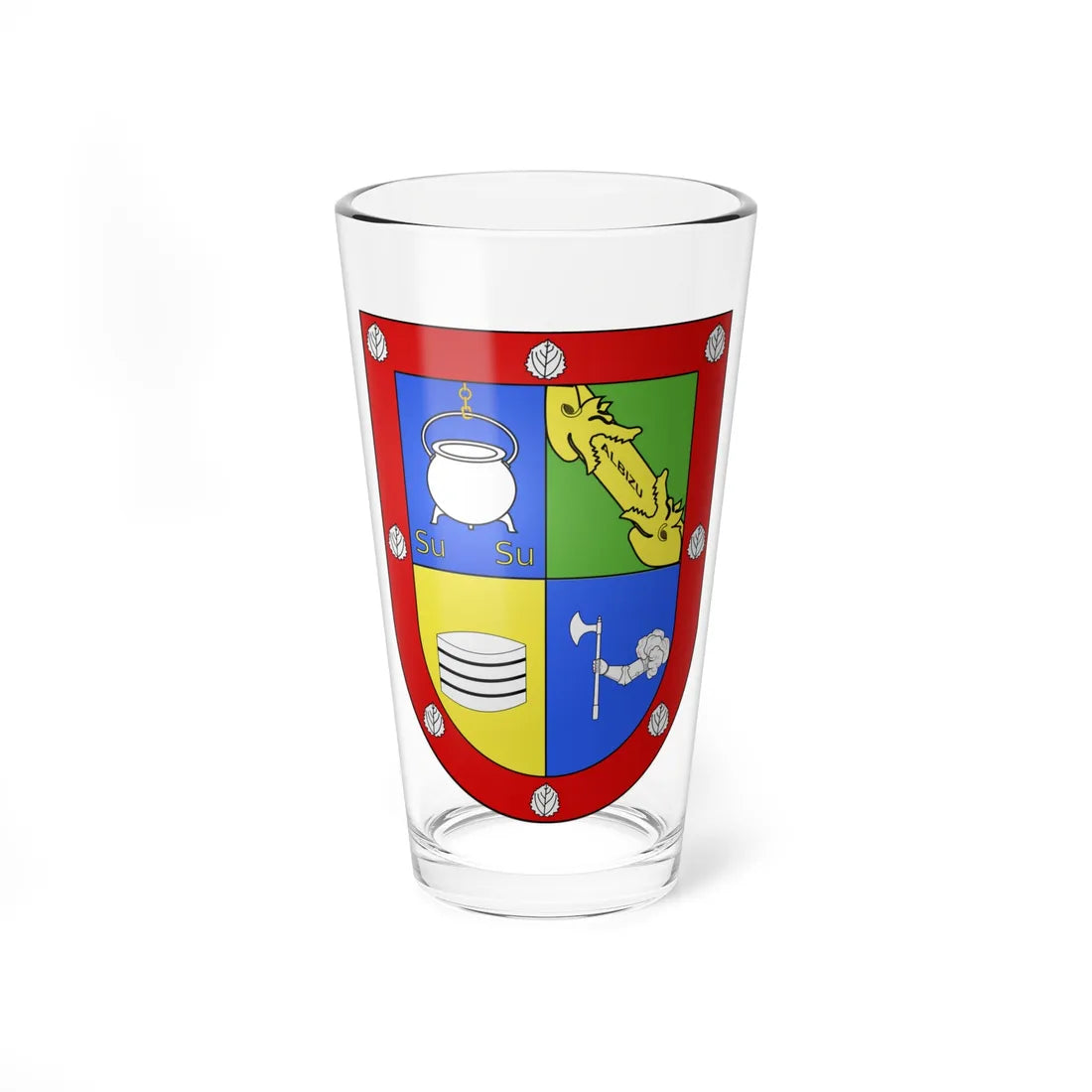 Blason Es famille Albizu Guipuscoa (Spain) (Coat of Arms) Pint Glass 16oz 16oz - Go Mug Yourself