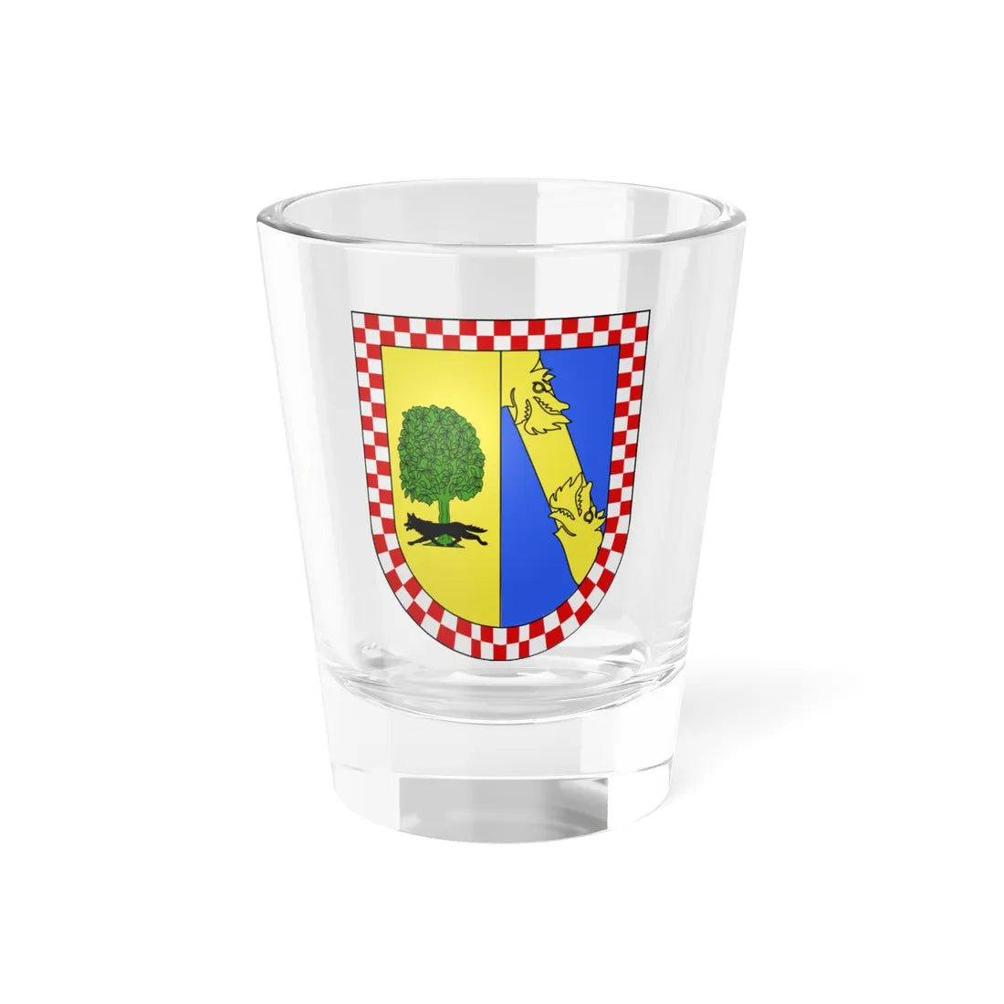 Blason Es famille Alzate Elgoibar (Spain) (Coat of Arms) Shot Glass 1.5oz 1.5oz - Go Mug Yourself