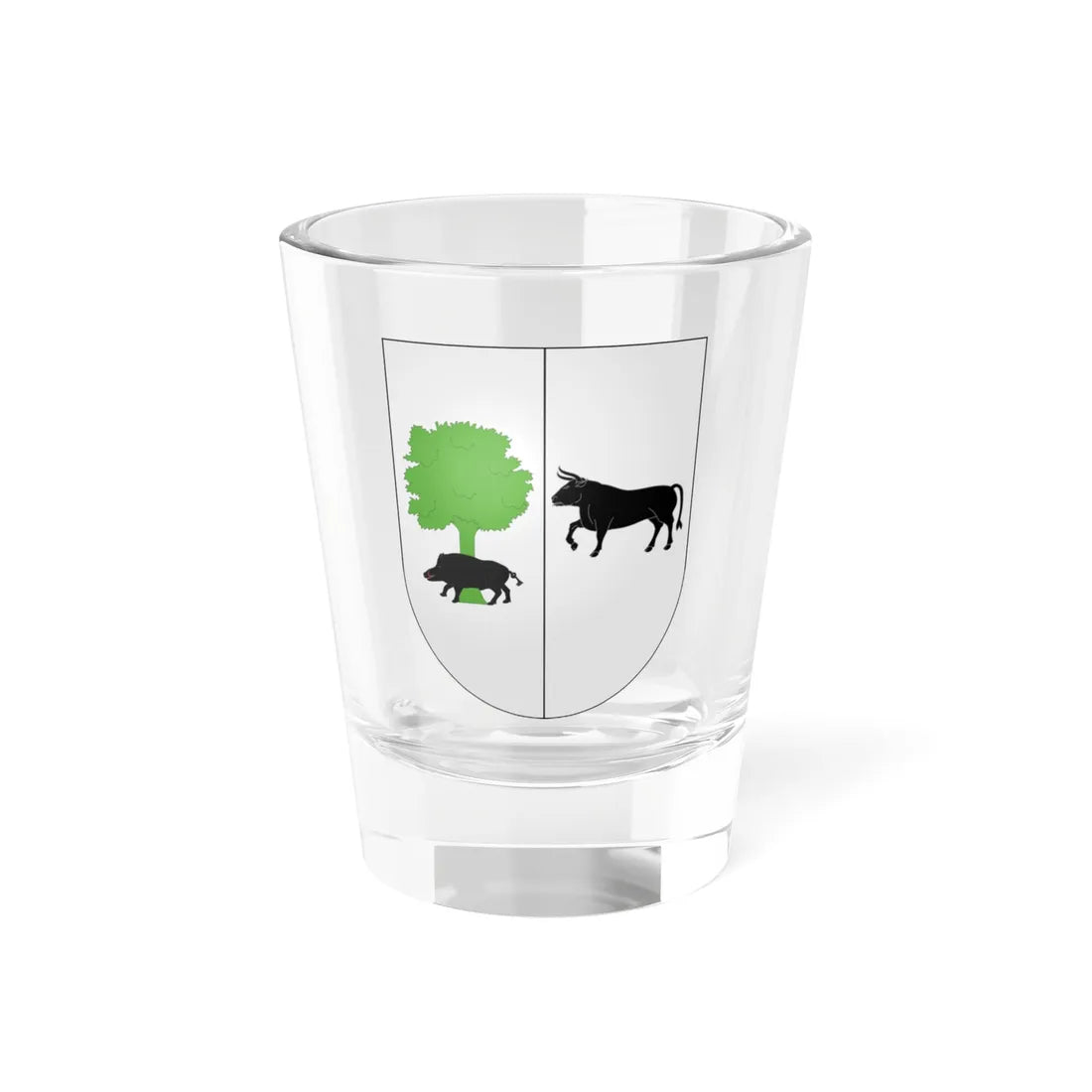Blason Es famille Amazada Cinco Villas (Spain) (Coat of Arms) Shot Glass 1.5oz 1.5oz - Go Mug Yourself