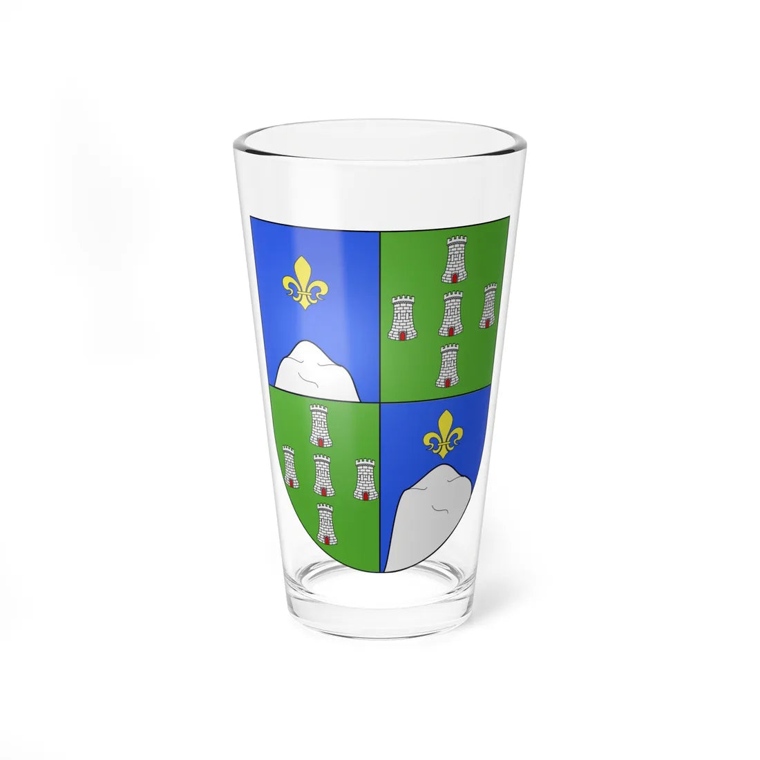 Blason Es famille Atxiaga Biscaye (Spain) (Coat of Arms) Pint Glass 16oz - Go Mug Yourself